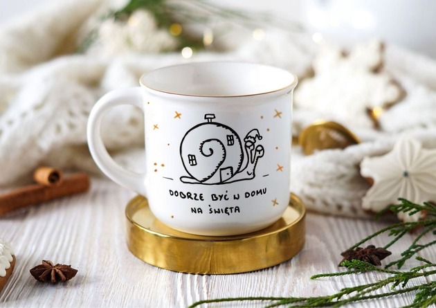 kubki Świąteczny Kubek ze Ślimakiem, Dobrze być w domu na Święta