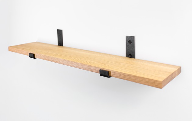 półki Loftowa półka dębowa z czarnymi podpórkami 70x17 cm