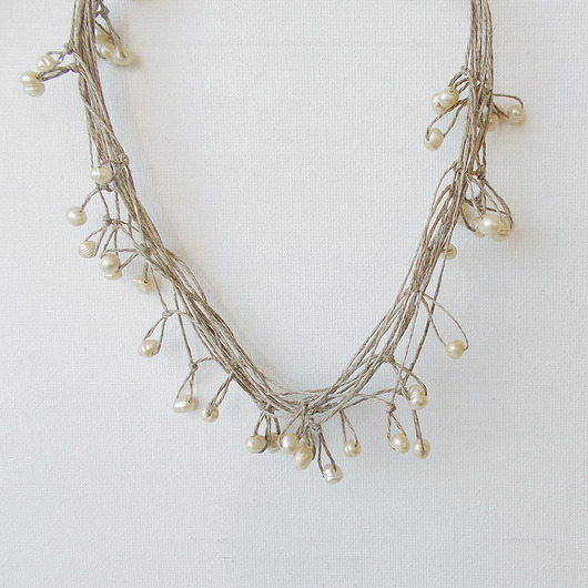 chokery Perły w kolorze szampana Naszyjnik