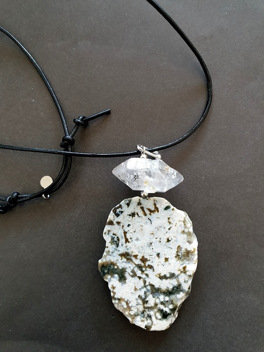 wisiory Wisior RAW kryształ herkimer, jaspis czerwony