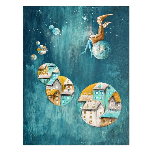 obrazy Anioł Planetarny, obraz ręcznie malowany anioł stróż