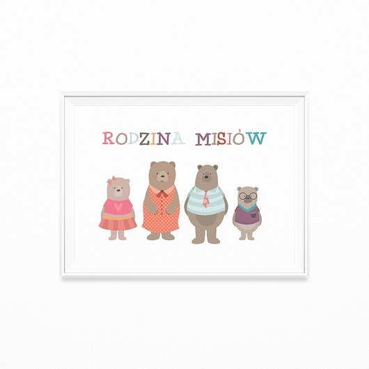 Plakat dla dzieci Rodzina Misiów myscandi