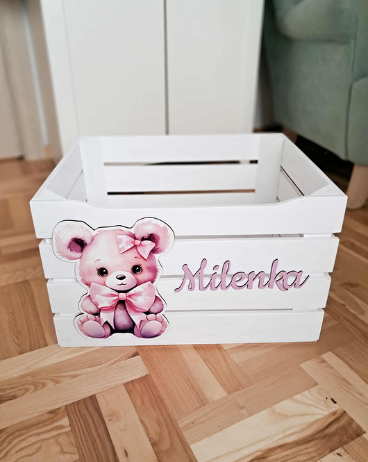 pojemniki na zabawki POJEMNIK NA ZABAWKI skrzynia miś meble dzieciece chrzest