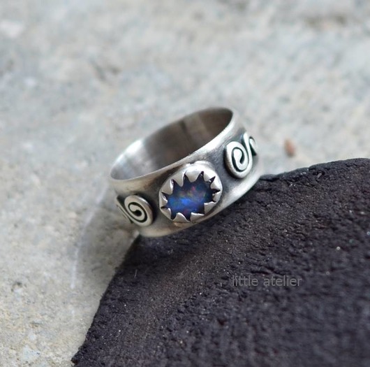 Opal australijski - pierścionek little atelier