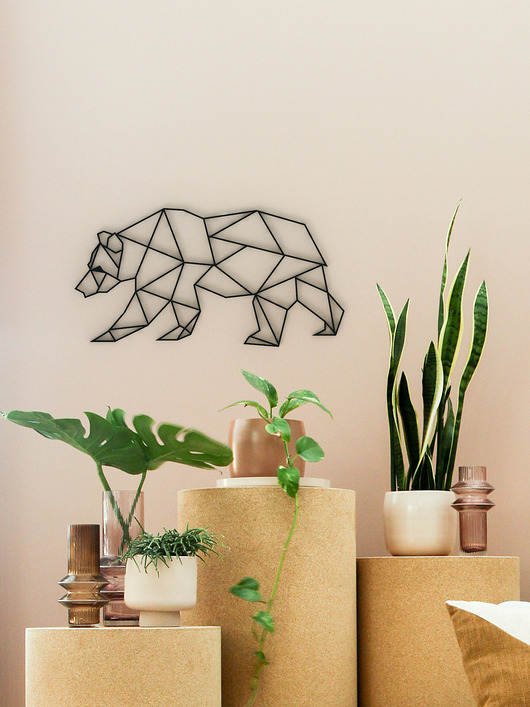 Ozdoby na ścianę Niedźwiedź - leśna dekoracja , geometryczna dekoracja na ścianę