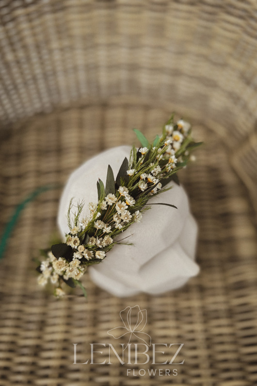 Ślubne ozdoby do włosów Wianek na głowę Ślubny z suszonych kwiatów i stabilizowanych roślin