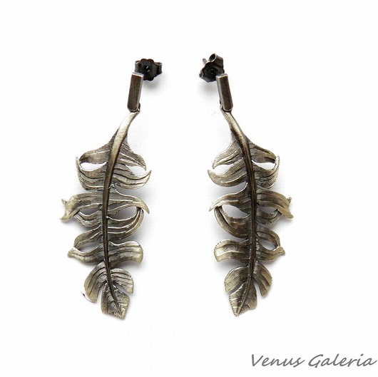 Kolczyki srebrne - Pióra II szare VENUS GALERIA
