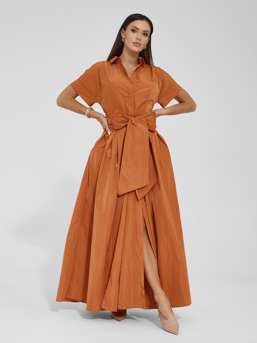 sukienki maxi damskie Suknia GINETTE ceglasta
