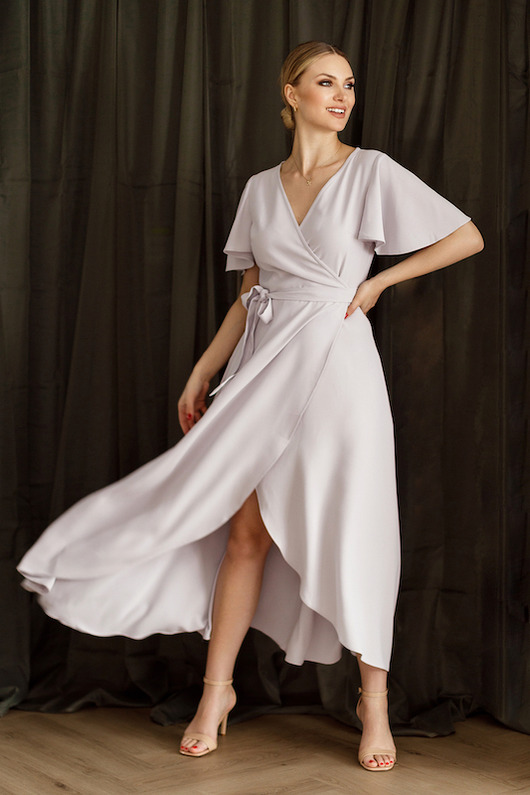 sukienki midi damskie GLOW szara MADE IN WROCŁAW