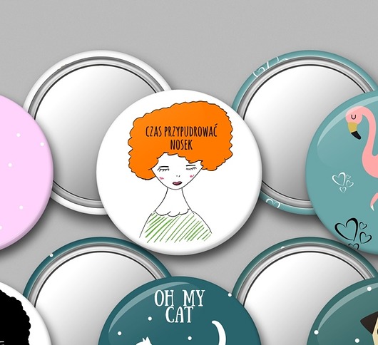lusterko 7,5 cm CZAS PRZYPUDROWAĆ NOSEK MUKI design