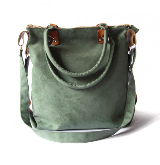 torba - green khaki&leather&flowers - elfagado