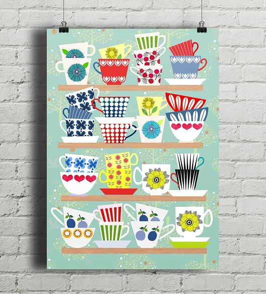 Skandynawskie kubki - plakat giclee minimalmill