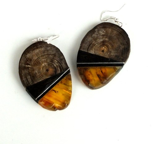 Wood&Amber Kolczyki Etniczne Maszyneria