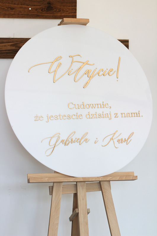 Ślub - inne Okrągła, lustrzana tablica ślubna z imionami (srebrne napisy)