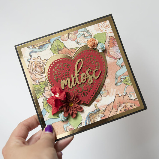 kartki scrapbooking Kartka ślubna w pudełku