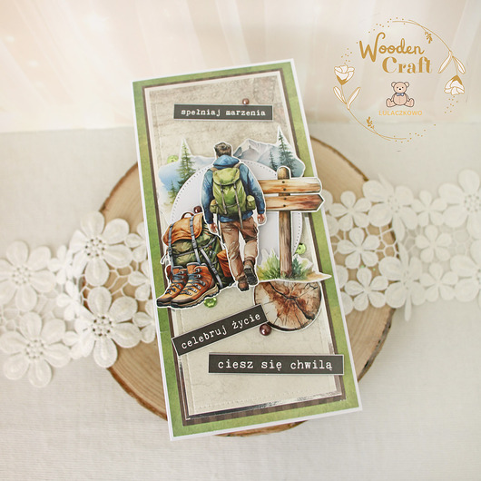 kartki scrapbooking Męska kartka urodzinowa dla fana górskich wycieczek "Mountain Hiking 2"