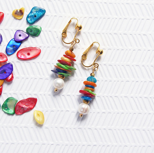 klipsy Kolorowe KLIPSY lub kolczyki : perły & masa perłowa