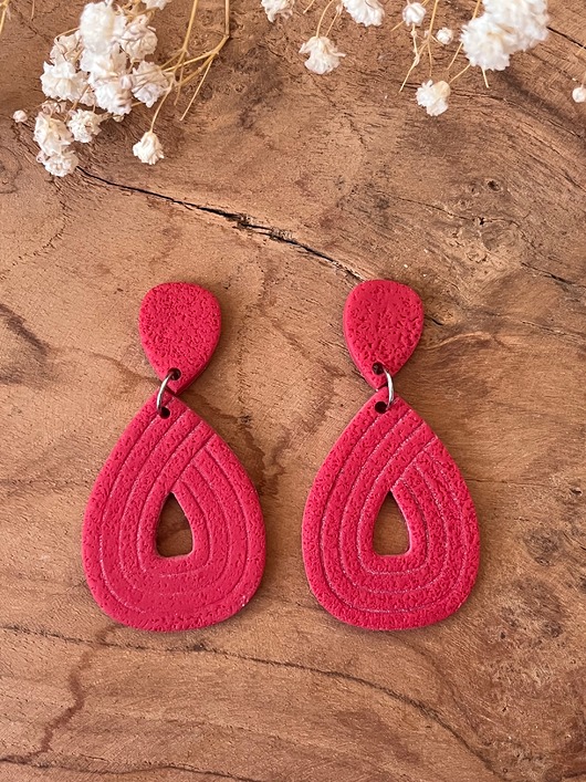 kolczyki z masy plastycznej Ceglane kolczyki z gliny