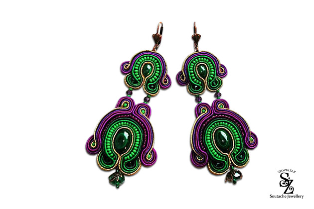 kolczyki soutache Sutaszowe kolczyki GREEN&VIOLET