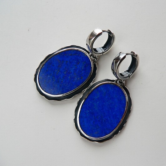 kolczyki srebrne Kolczyki srebrne -lapis lazuli XL-zamówienie-
