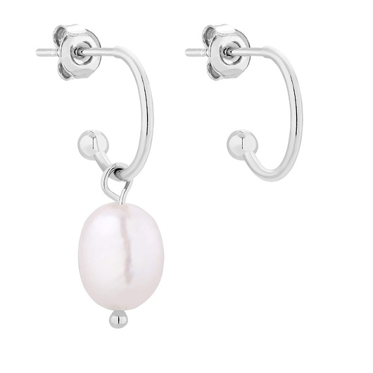 kolczyki srebrne Srebrne asymetryczne kolczyki z naturalną perłą