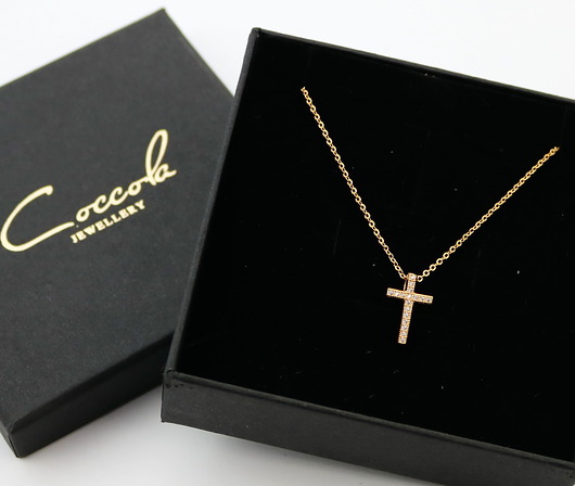 Naszyjnik krzyżyk, cyrkonie Srebro 925 pozłacane Coccola JEWELLERY
