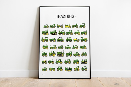 Traktory! Dużo, Dużo Traktorów! 50x70cm :) Tiny Machinery