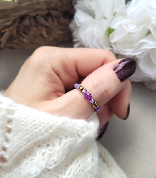 pierścionki elastyczne Pierścionek z Ametystem