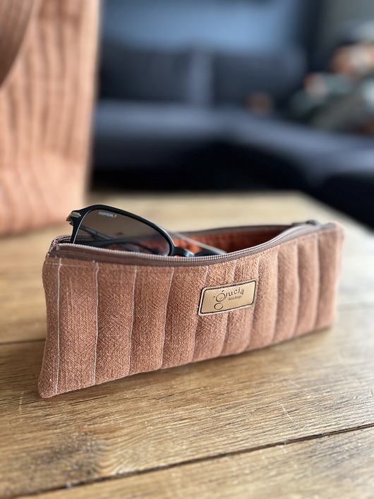 piórniki Piórnik lniany rudy  / mini kosmetyczka