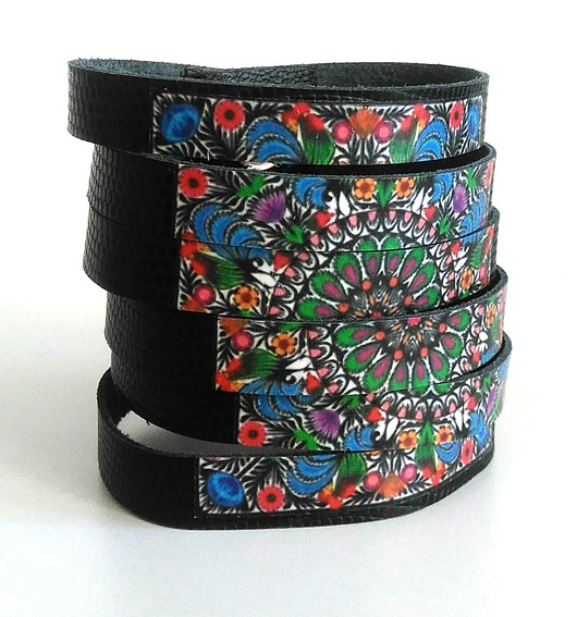 bransoletki skórzane Skórzana bransoletka-folk
