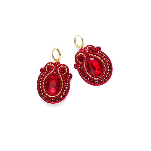 Czerwone  kolczyki soutache Mró Soutache