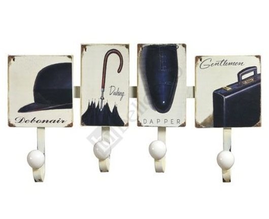 Wieszak ścienny Retro, cztery haczyki, 37x18x6cm Home Design