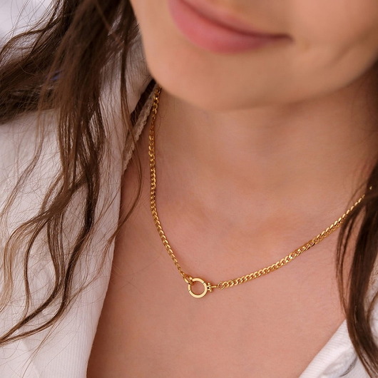 złote naszyjniki Choker/ naszyjnik z ozdobnym zapięciem- srebro 925 pozłacane