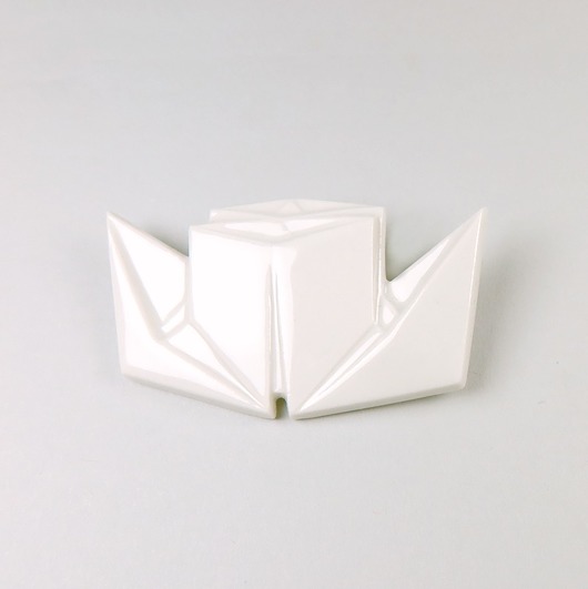 biżuteria męska Broszka Porcelanowa Origami Parowiec Biała