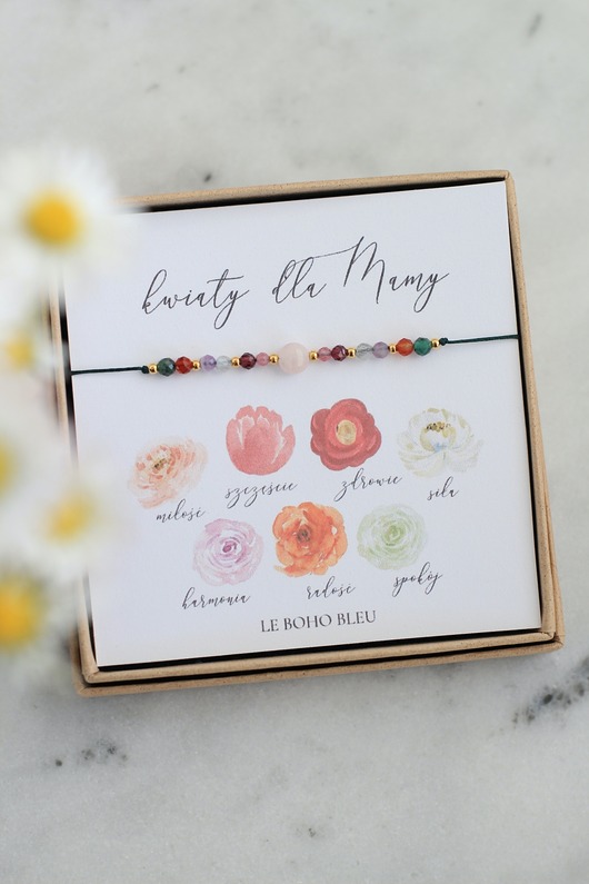 bransoletki na sznurku Kwiaty dla Mamy! Bransoletka z życzeniami