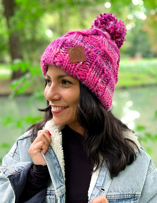 czapki damskie Czapka Handmade Euforia Luks Malina WEŁNA 15%