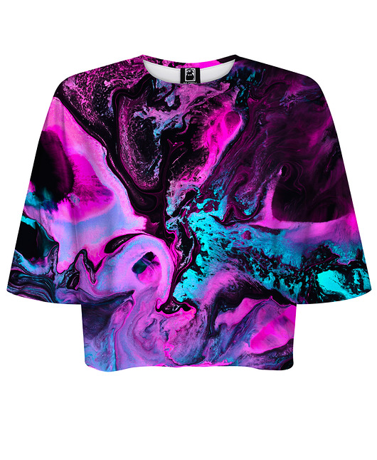 t-shirt damskie DR.CROW T-shirt Krótki CROP Neon Marble