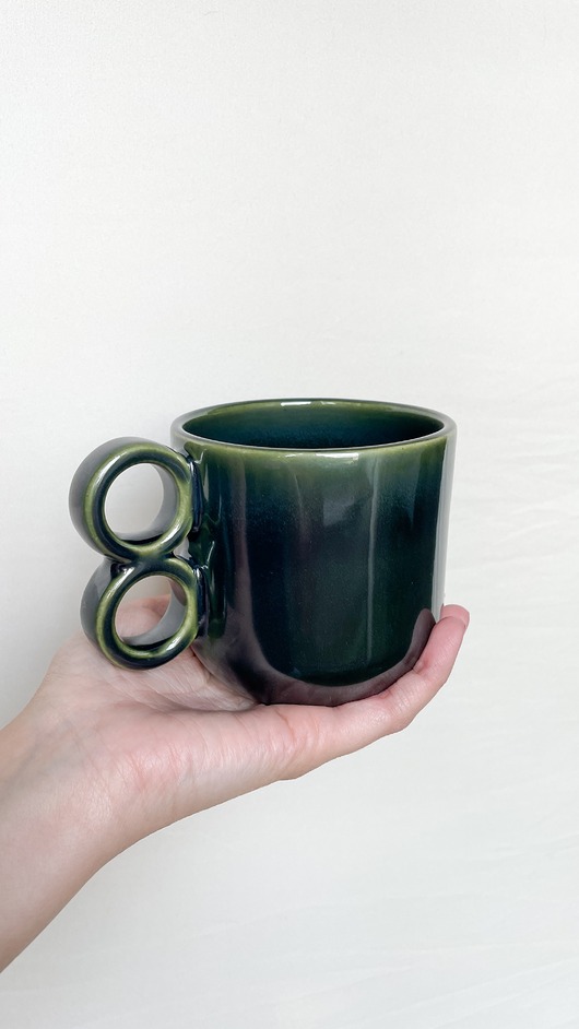 kubki i filiżanki Kubek podwójne ucho  [kolor: butelkowa zieleń]  330 ml