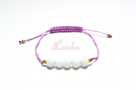 Bransoletka różowy sznurek + kryształki Lonka Jewelry