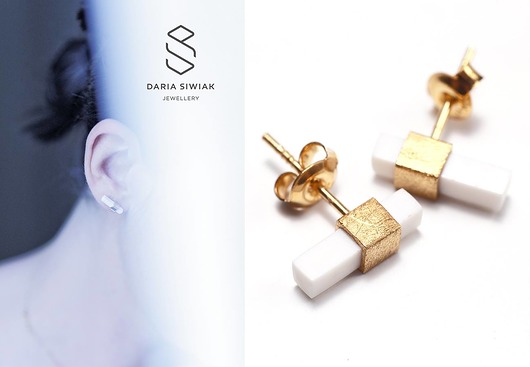 kolczyki/GOLD/WHITE/ SHINE Daria Siwiak Jewellery