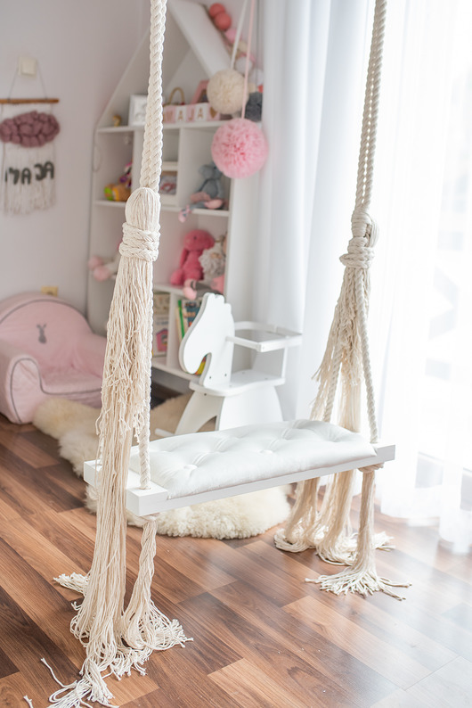 Stylowa huśtawka LARGE 70CM na linach dla dzieci OhSwing