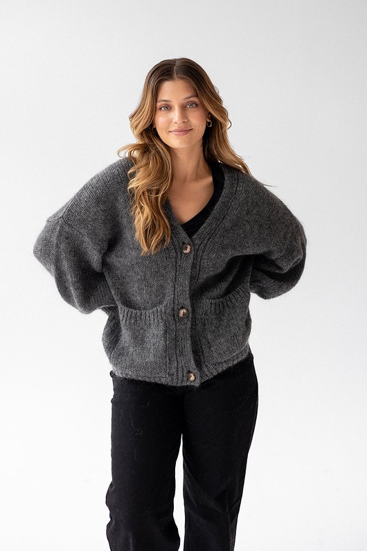 kardigany damskie Kardigan Moher Lover Szary Ciemn