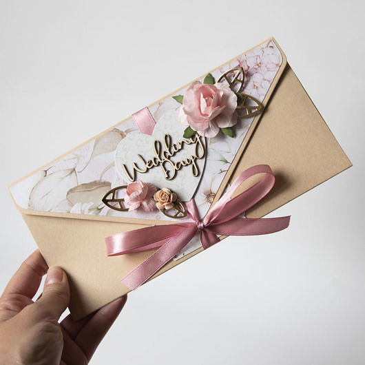 kartki scrapbooking Kartka ślubna folder na pieniądze kieszonka