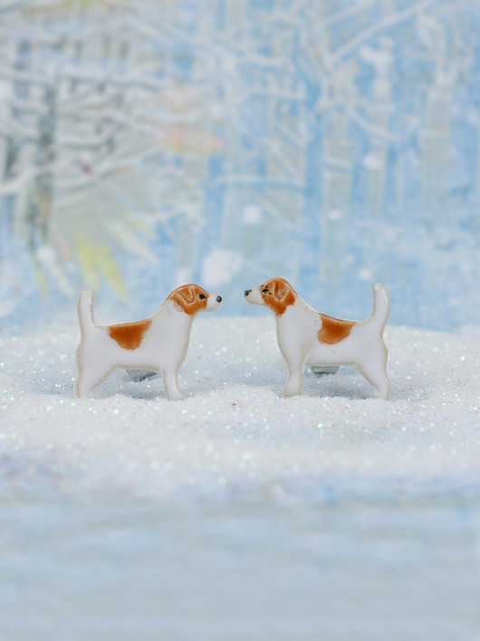 kolczyki ceramiczne Jack russell terrier mini- ceramiczne kolczyki