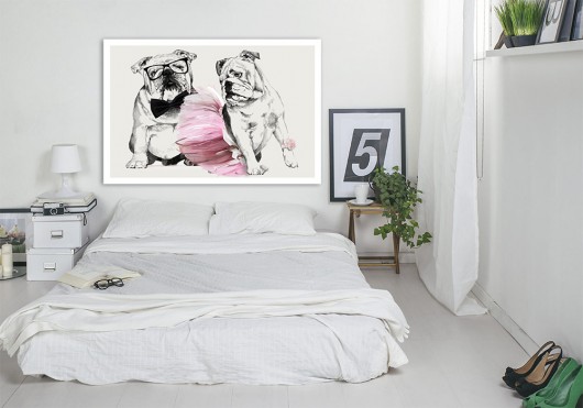 obrazy OBRAZ NA PŁÓTNIE -  120x80cm LOVE BULLDOG
