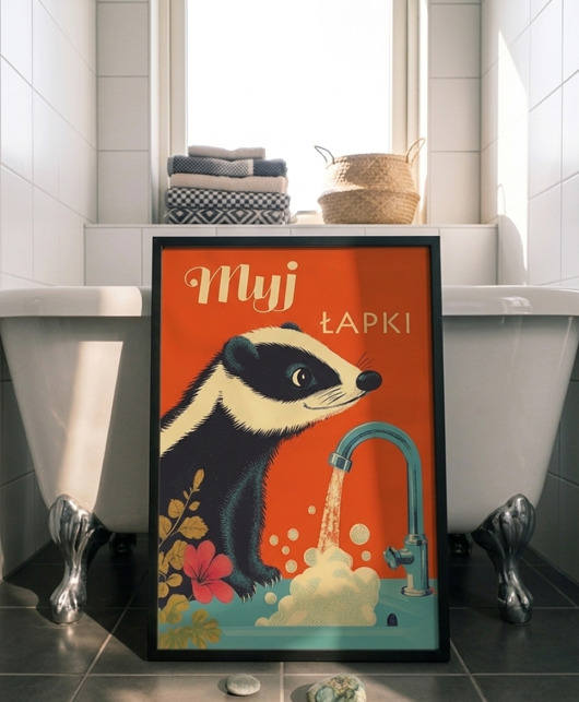 plakaty Plakat 30x40 łazienka myj łapki