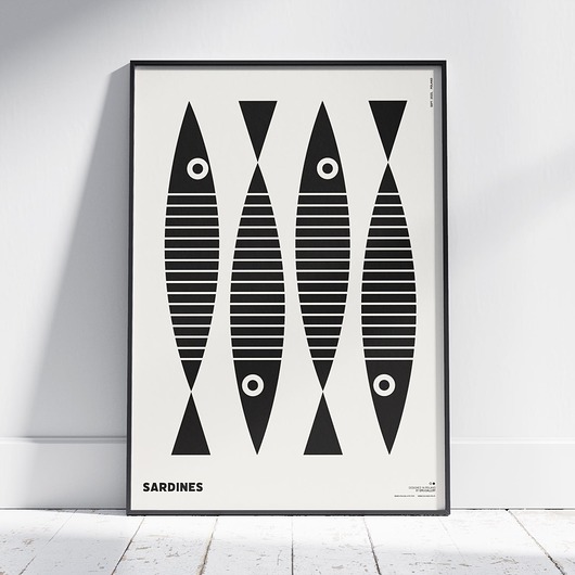 plakaty Plakat abstrakcyjny, abstrakcja, geometria, b&w - Sardynki