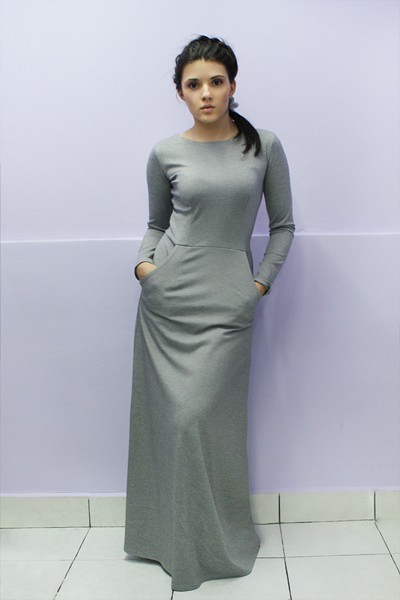 sukienki maxi damskie Maxi popiel melanż