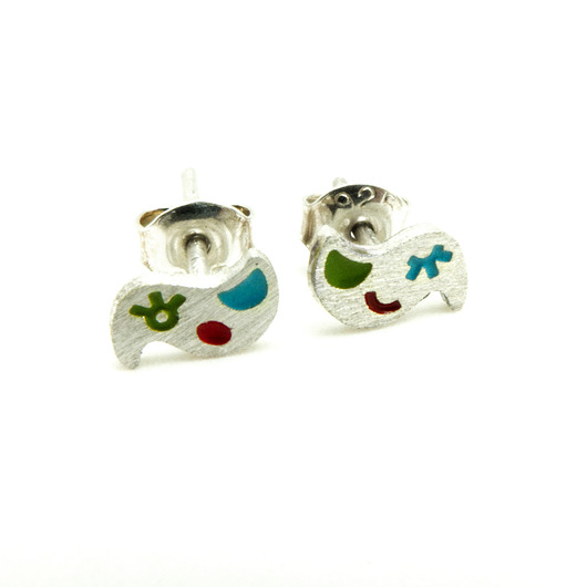 kolczyki wire wrapping Srebrne kolczyki PTASZKI z emalią (rozmiar S)