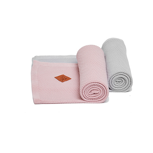 Kocyk Bambusowy Zestaw 2 pack - Grey/Pink Fun with Mum